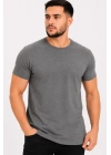 Erkek Basic Tişört Bisiklet Yaka Kısa Kol Günlük Yazlık Slim Fit T-Shirt - Antrasit