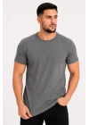 Erkek Basic Tişört Bisiklet Yaka Kısa Kol Günlük Yazlık Slim Fit T-Shirt - Antrasit