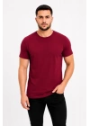 Erkek Basic Tişört Bisiklet Yaka Kısa Kol Günlük Yazlık Slim Fit T-Shirt - Bordo