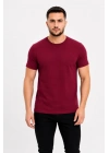 Erkek Basic Tişört Bisiklet Yaka Kısa Kol Günlük Yazlık Slim Fit T-Shirt - Bordo