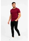 Erkek Basic Tişört Bisiklet Yaka Kısa Kol Günlük Yazlık Slim Fit T-Shirt - Bordo