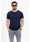 Erkek Basic Tişört Bisiklet Yaka Kısa Kol Günlük Yazlık Slim Fit T-Shirt - Lacivert