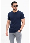 Erkek Basic Tişört Bisiklet Yaka Kısa Kol Günlük Yazlık Slim Fit T-Shirt - Lacivert