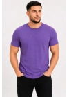 Erkek Basic Tişört Bisiklet Yaka Kısa Kol Günlük Yazlık Slim Fit T-Shirt - Mor