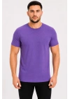Erkek Basic Tişört Bisiklet Yaka Kısa Kol Günlük Yazlık Slim Fit T-Shirt - Mor