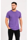 Erkek Basic Tişört Bisiklet Yaka Kısa Kol Günlük Yazlık Slim Fit T-Shirt - Mor