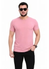 Erkek Basic Tişört Bisiklet Yaka Kısa Kol Günlük Yazlık Slim Fit T-Shirt - Pembe
