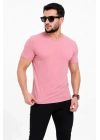 Erkek Basic Tişört Bisiklet Yaka Kısa Kol Günlük Yazlık Slim Fit T-Shirt - Pembe