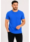 Erkek Basic Tişört Bisiklet Yaka Kısa Kol Günlük Yazlık Slim Fit T-Shirt - Saks Mavisi