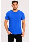 Erkek Basic Tişört Bisiklet Yaka Kısa Kol Günlük Yazlık Slim Fit T-Shirt - Saks Mavisi