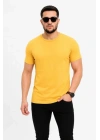 Erkek Basic Tişört Bisiklet Yaka Kısa Kol Günlük Yazlık Slim Fit T-Shirt - Sarı