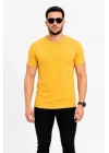 Erkek Basic Tişört Bisiklet Yaka Kısa Kol Günlük Yazlık Slim Fit T-Shirt - Sarı