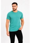 Erkek Basic Tişört Bisiklet Yaka Kısa Kol Günlük Yazlık Slim Fit T-Shirt - Su Yeşili