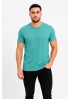 Erkek Basic Tişört Bisiklet Yaka Kısa Kol Günlük Yazlık Slim Fit T-Shirt - Su Yeşili