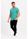 Erkek Basic Tişört Bisiklet Yaka Kısa Kol Günlük Yazlık Slim Fit T-Shirt - Su Yeşili