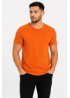 Erkek Basic Tişört Bisiklet Yaka Kısa Kol Günlük Yazlık Slim Fit T-Shirt - Turuncu