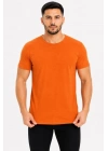 Erkek Basic Tişört Bisiklet Yaka Kısa Kol Günlük Yazlık Slim Fit T-Shirt - Turuncu