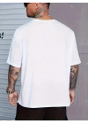 Erkek Baskılı Bisiklet Yaka Erkek T-shirt - Beyaz