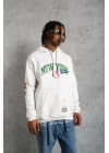 Erkek Baskılı Kapüşonlu Sweatshirt - Beyaz