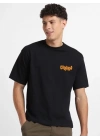 Erkek Baskılı Oversize T-shirt - Siyah
