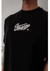 Erkek Baskılı Oversize T-shirt - Siyah