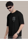 Erkek Baskılı Oversize T-shirt - Siyah