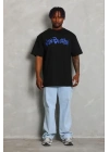 Erkek Baskılı T-Shirt Kısa Kol Bisiklet Yaka Regular Fit Rahat Kalıp Günlük Tişört - Siyah