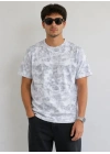 Erkek Batik Desenli Tişört Bisiklet Yaka Kısa Kol Regular Fit T-shirt - Gri
