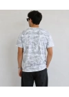 Erkek Batik Desenli Tişört Bisiklet Yaka Kısa Kol Regular Fit T-shirt - Gri