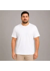 Erkek Battal Big Size Basic Tişört Bisiklet Yaka Rahat Kalıp T-Shirt - Beyaz