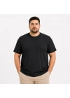 Erkek Battal Big Size Basic Tişört Bisiklet Yaka Rahat Kalıp T-Shirt - Siyah