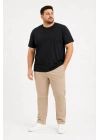 Erkek Battal Big Size Basic Tişört Bisiklet Yaka Rahat Kalıp T-Shirt - Siyah