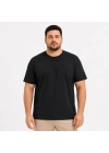 Erkek Battal Big Size Basic Tişört Bisiklet Yaka Rahat Kalıp T-Shirt - Siyah