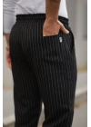 Erkek Beli Bağcıklı çizgili Pantolon