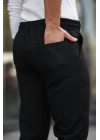 Erkek Beli Bağcıklı Duble Paça örme Pamuklu Kumaş Jogger Pantolon