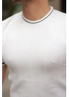 Erkek Bisiklet Yaka çizgi Desenli Ribanalı Kısa Kollu Tshirt