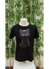 Erkek Bisiklet Yaka Kedi Baskılı Süprem T-shirt