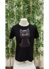 Erkek Bisiklet Yaka Kedi Baskılı Süprem T-shirt