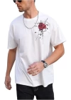 Erkek Bisiklet Yaka Kısa Kol Baskılı T-shirt - Beyaz