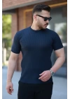 Erkek Bisiklet Yaka örgü Desenli Kısa örme Triko Kısa Kollu T-shirt