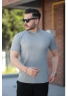 Erkek Bisiklet Yaka örgü Desenli Kısa örme Triko Kısa Kollu T-shirt
