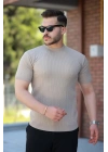 Erkek Bisiklet Yaka örgü Desenli Kısa örme Triko Kısa Kollu T-shirt