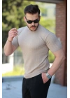 Erkek Bisiklet Yaka örgü Desenli Kısa örme Triko Kısa Kollu T-shirt