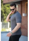 Erkek Bisiklet Yaka örgü Desenli Kısa örme Triko Kısa Kollu T-shirt