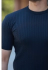 Erkek Bisiklet Yaka örgü Desenli Kısa örme Triko Kısa Kollu T-shirt