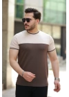 Erkek Bisiklet Yaka Parçalı Renk Kısa Kollu Tshirt