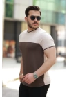 Erkek Bisiklet Yaka Parçalı Renk Kısa Kollu Tshirt