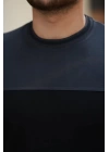 Erkek Bisiklet Yaka Parçalı Renk  Kısa Kollu Tshirt