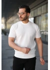 Erkek Bisiklet Yaka Petek Dokulu Kısa Kollu Triko Tişört