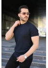 Erkek Bisiklet Yaka Petek Dokulu Kısa Kollu Triko Tişört